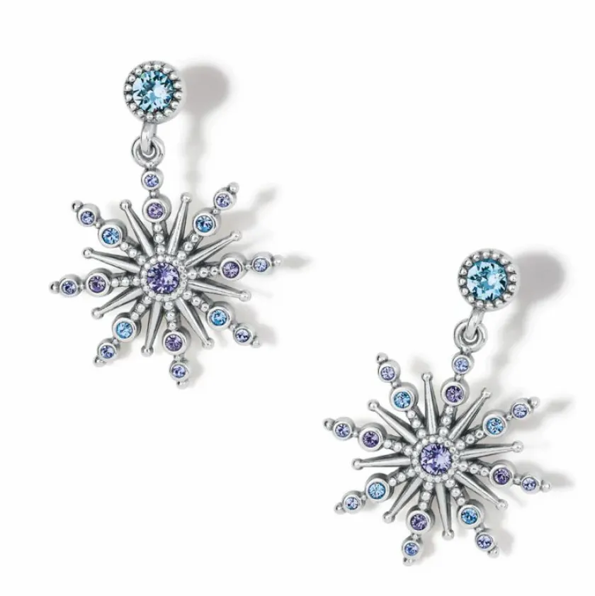 Brighton Halo Starlit Post Drop Earrings Silver-Tanzanite Fashion
