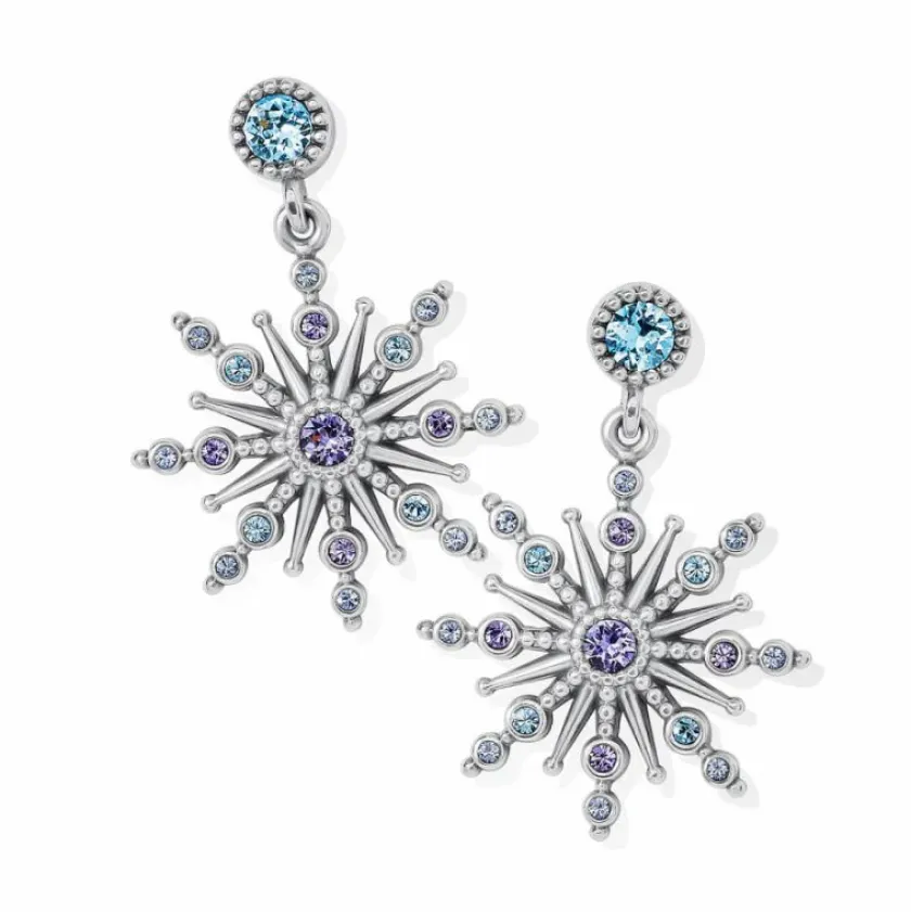 Brighton Halo Starlit Post Drop Earrings Silver-Tanzanite Fashion