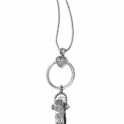 Brighton Heart Charm Reversible Badge Clip Necklace Silver New