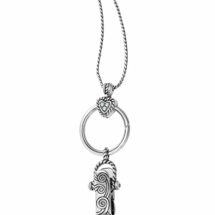 Brighton Heart Charm Reversible Badge Clip Necklace Silver New