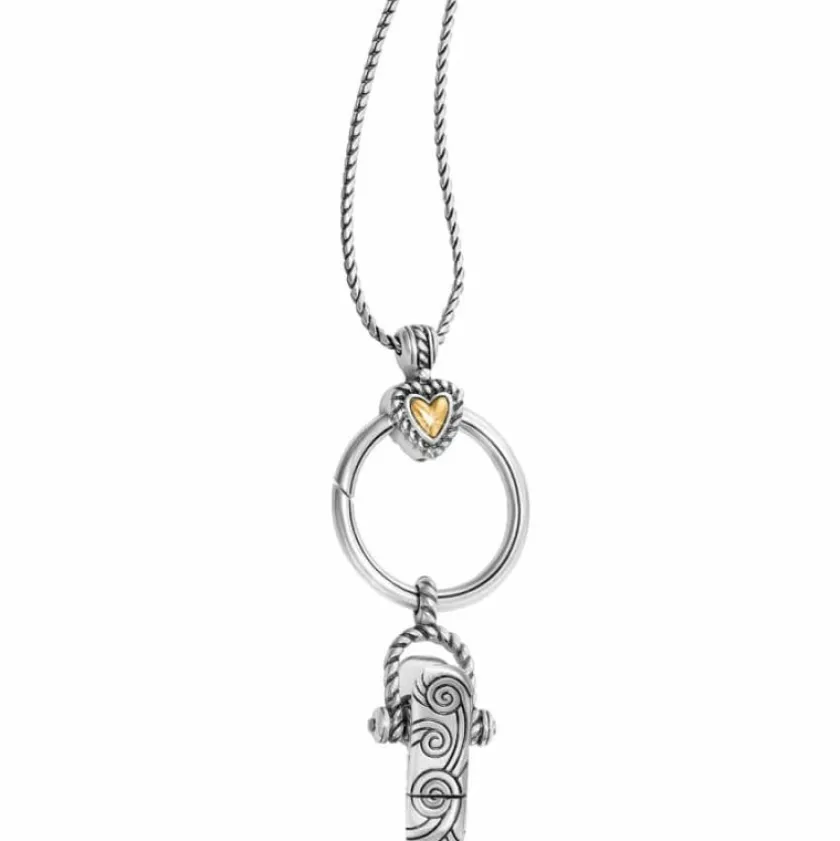 Brighton Heart Charm Reversible Badge Clip Necklace Silver New