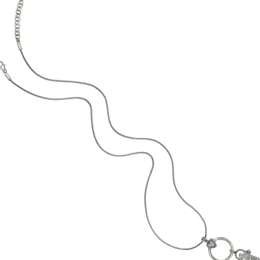 Brighton Heart Charm Reversible Badge Clip Necklace Silver New