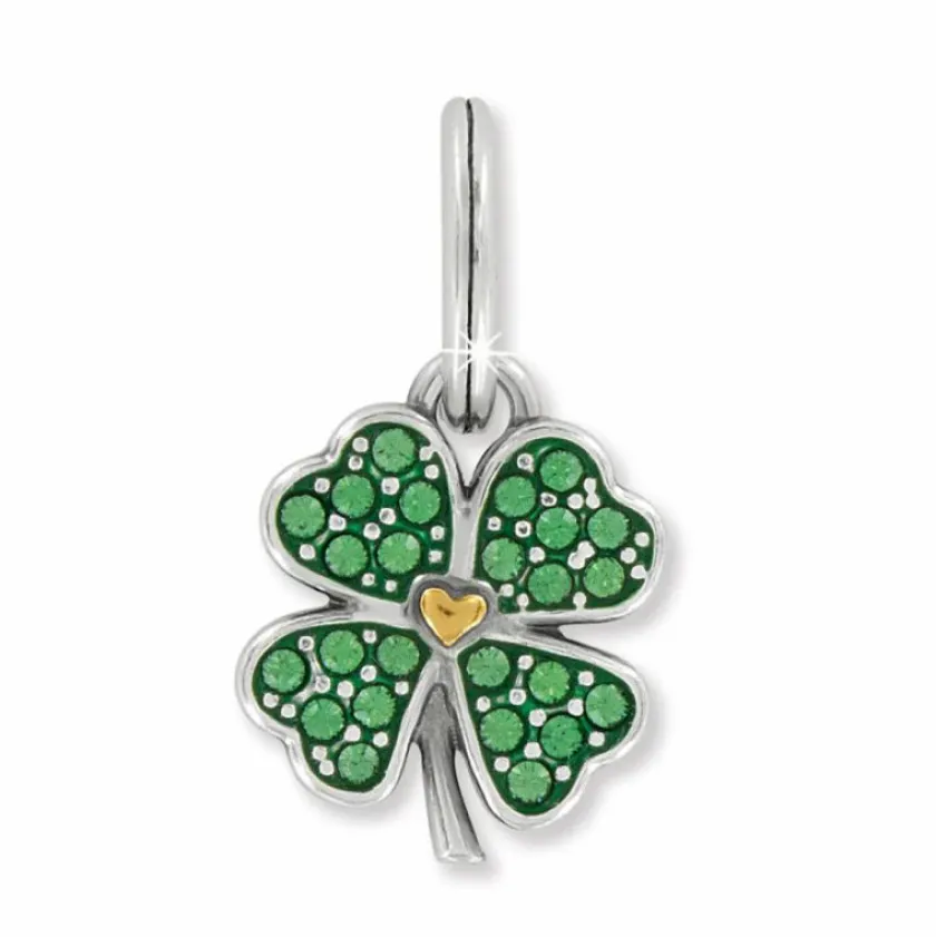 Brighton Heart Leaf Clover Charm Silver-Green Outlet