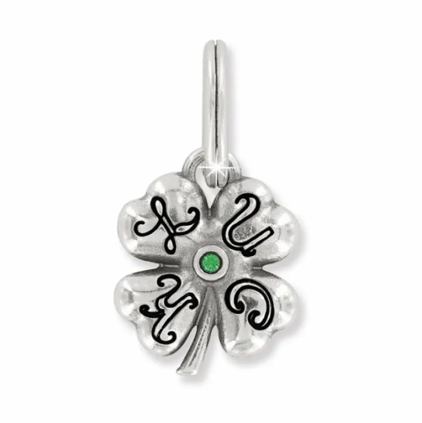 Brighton Heart Leaf Clover Charm Silver-Green Outlet