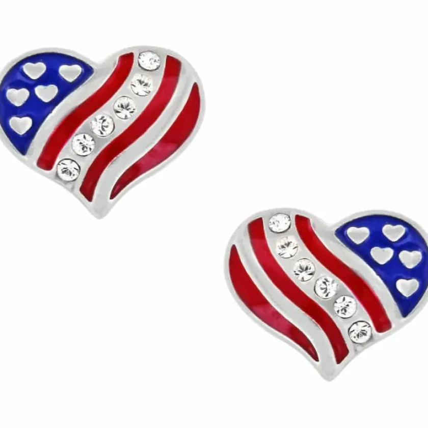 Brighton Hearts and Stripes Mini Post Earrings Silver Clearance