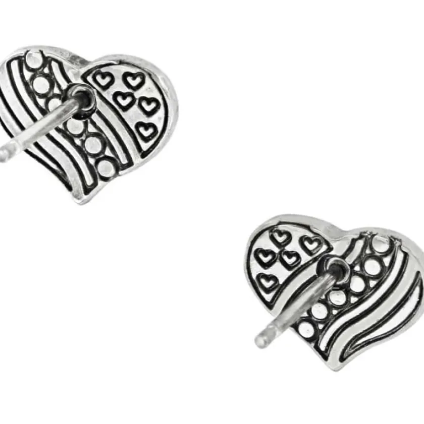 Brighton Hearts and Stripes Mini Post Earrings Silver Clearance