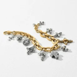Brighton Heavenly Cross Charm Bracelet Silver-Gold New