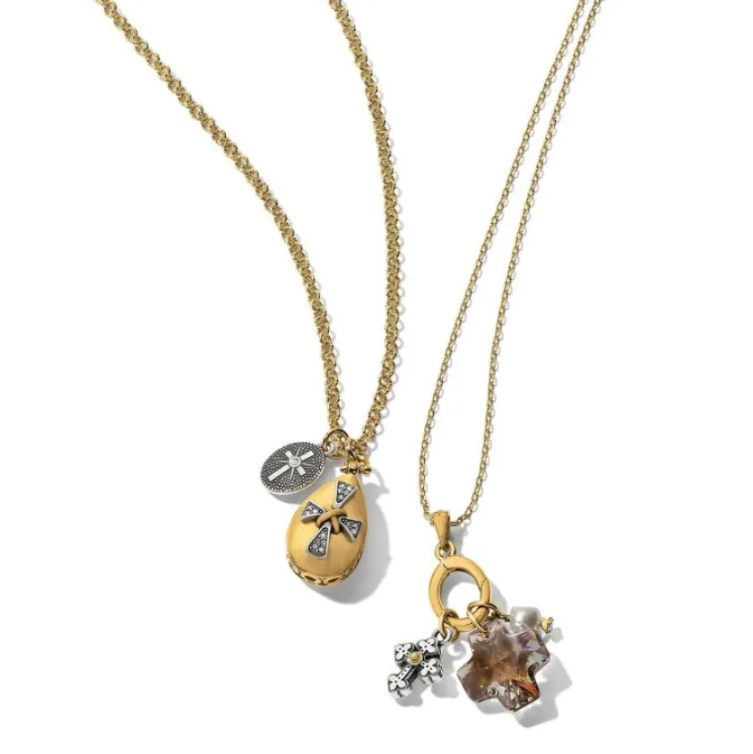 Brighton Heavenly Cross Short Necklace Silver-Gold New