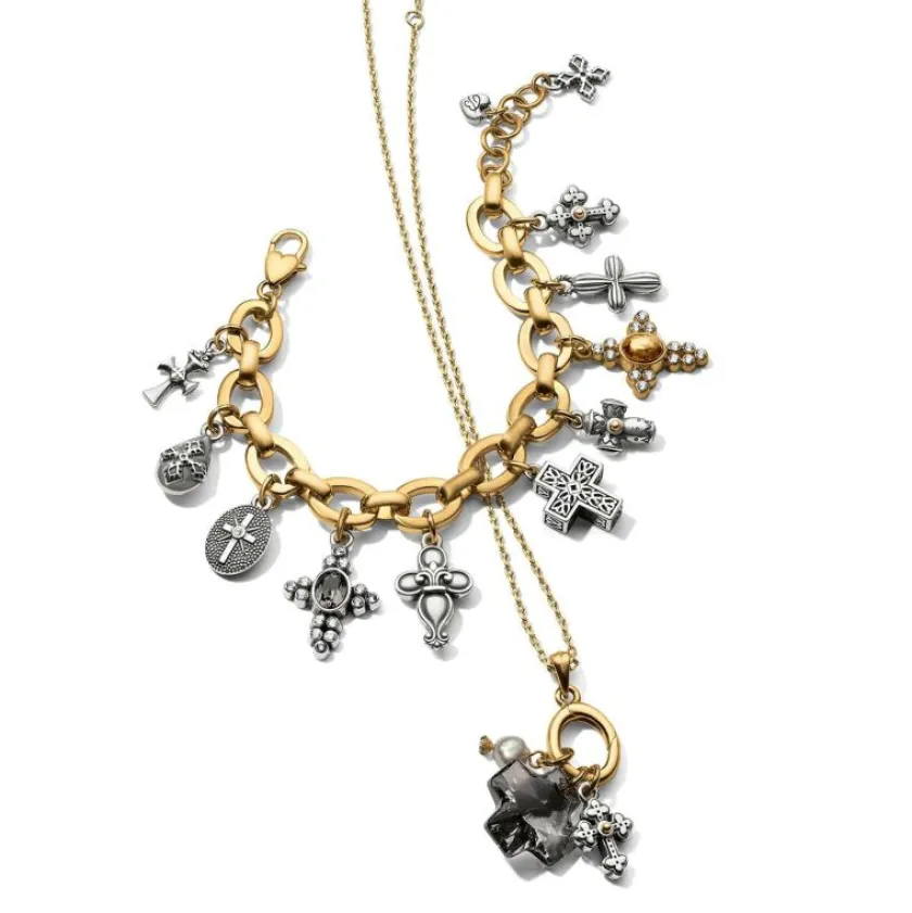 Brighton Heavenly Cross Short Necklace Silver-Gold New