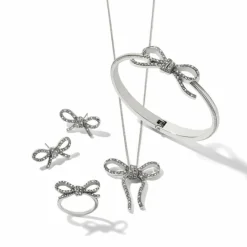 Brighton Illumina Bow Hinged Bangle Silver New