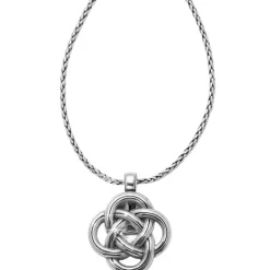 Brighton Interlok Badge Clip Necklace Silver Hot