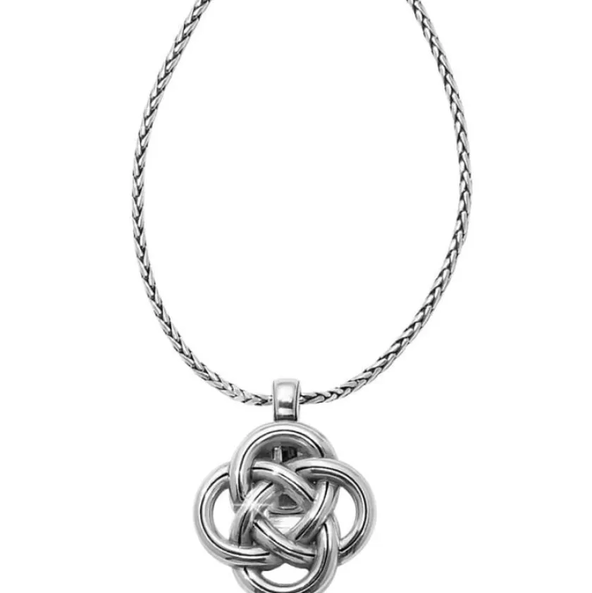 Brighton Interlok Badge Clip Necklace Silver Hot