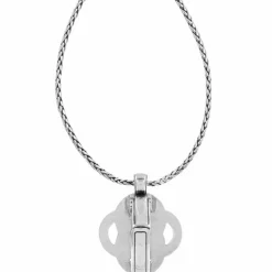 Brighton Interlok Badge Clip Necklace Silver Hot