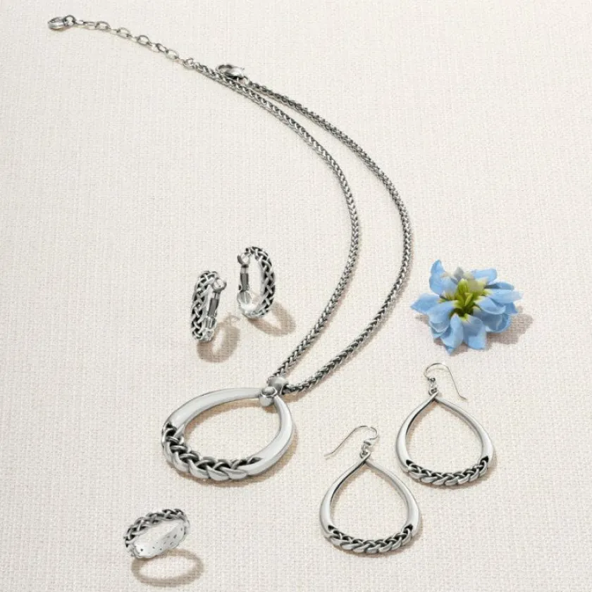 Brighton Interlok Braid Drop Necklace Silver Online