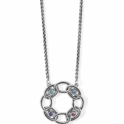 Brighton Interlok Chain Stone Ring Necklace Silver-Multi Sale