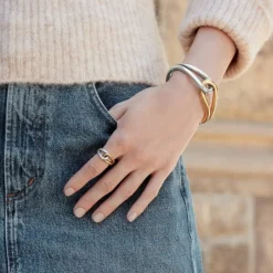 Brighton Interlok Curve Two Tone Hinge Bangle Silver-Gold Sale