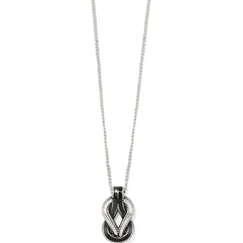 Brighton Interlok Harmony Black Petite Necklace Silver-Black Hot