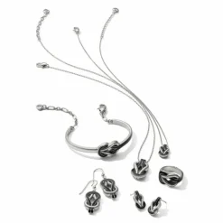 Brighton Interlok Harmony Black Petite Necklace Silver-Black Hot