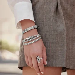 Brighton Interlok Hinged Bangle Silver Best