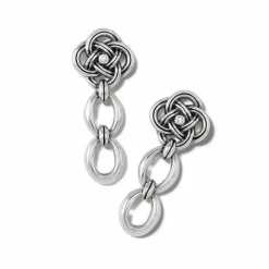 Brighton Interlok Knot Link Post Drop Earrings Silver Fashion