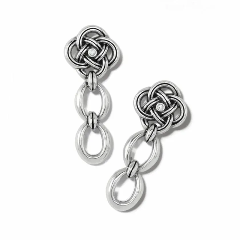 Brighton Interlok Knot Link Post Drop Earrings Silver Fashion