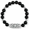 Brighton Interlok Lustre Agate Stretch Bracelet Black New