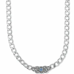 Brighton Interlok Lustre Collar Necklace Silver-LightSapphire Outlet