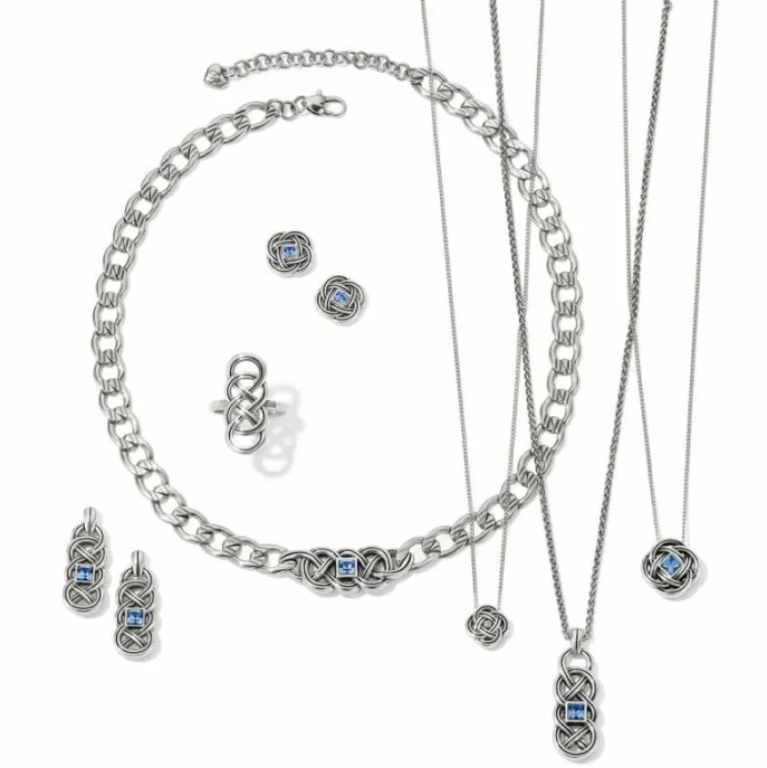 Brighton Interlok Lustre Necklace Silver-LightSapphire Best