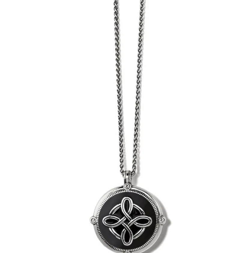 Brighton Interlok Noir Heirloom Reversible Necklace Silver-Black New