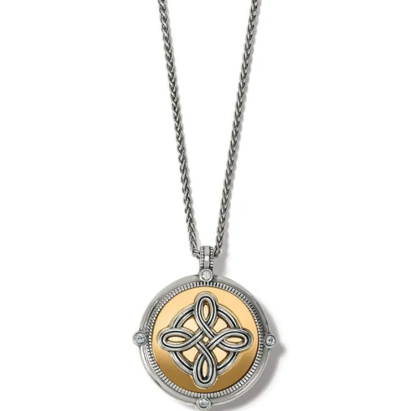 Brighton Interlok Noir Heirloom Reversible Necklace Silver-Black New