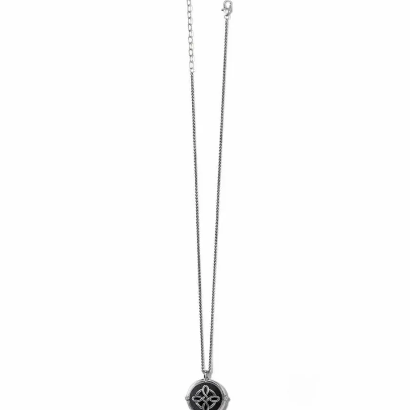 Brighton Interlok Noir Heirloom Reversible Necklace Silver-Black New