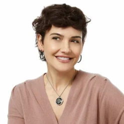 Brighton Interlok Noir Heirloom Reversible Necklace Silver-Black New