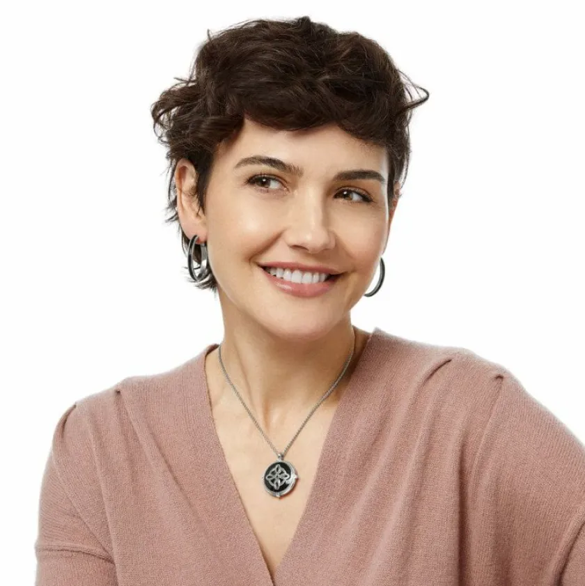 Brighton Interlok Noir Heirloom Reversible Necklace Silver-Black New