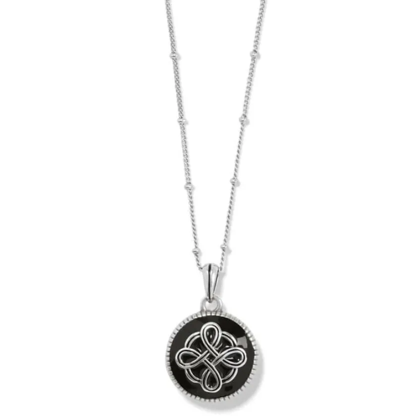 Brighton Interlok Noir Reversible Necklace Silver-Black Clearance