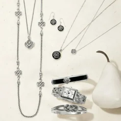 Brighton Interlok Noir Reversible Necklace Silver-Black Clearance
