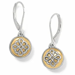 Brighton Interlok Noir Two Tone Leverback Earrings Silver-Gold Sale