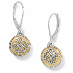 Brighton Interlok Noir Two Tone Leverback Earrings Silver-Gold Sale