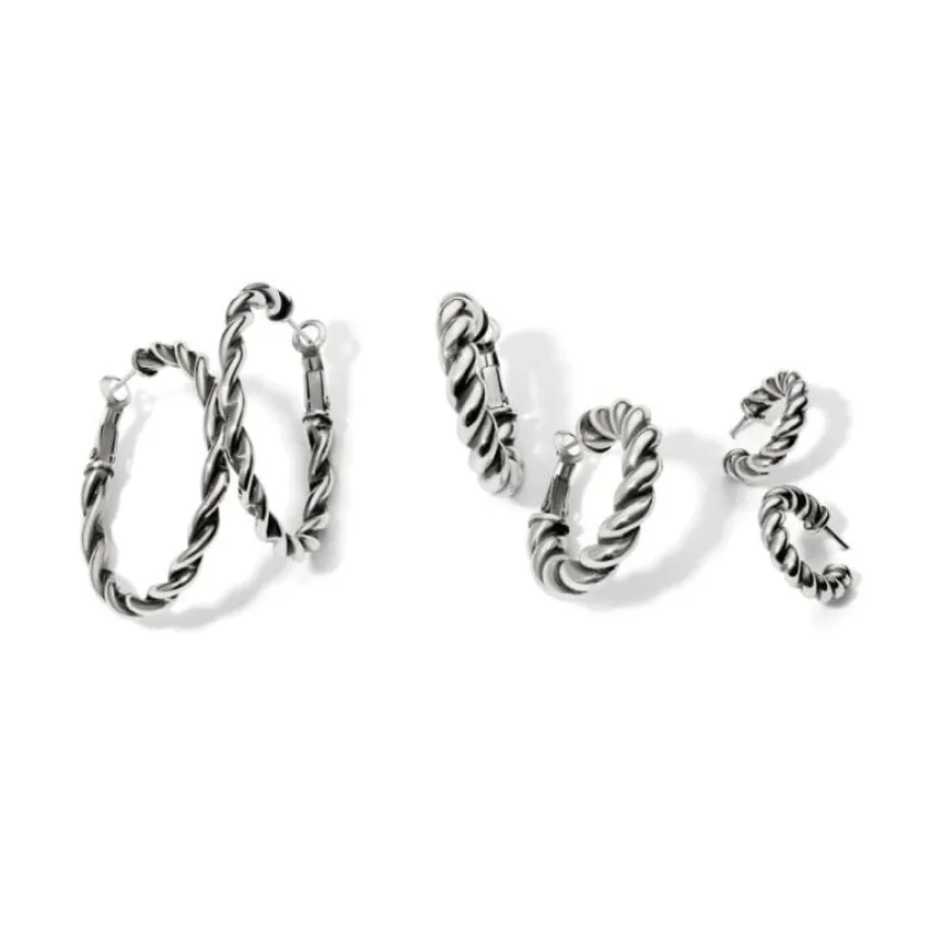 Brighton Interlok Twist Small Post Hoop Earrings Silver New