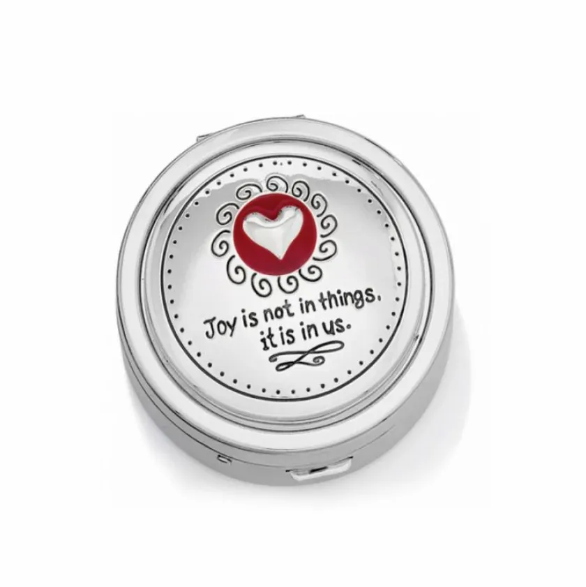 Brighton Joyful Heart Pill Box Silver-Red Discount