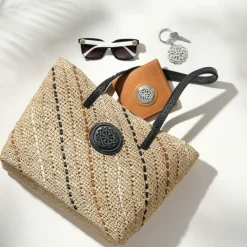Brighton Kennis Straw Tote Natural-Black Clearance