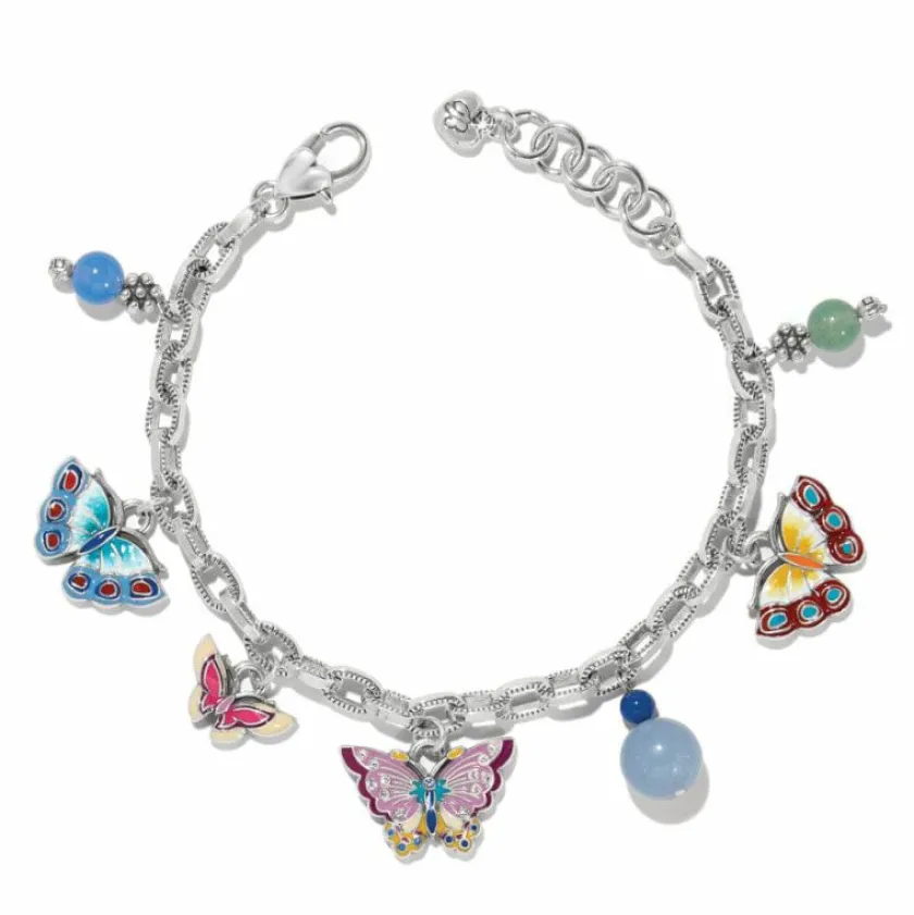 Brighton Kyoto In Bloom Butterfly Charm Bracelet Silver-Multi New