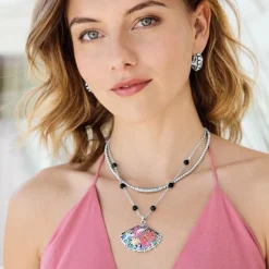 Brighton Kyoto In Bloom Fan Necklace Silver-Multi Discount