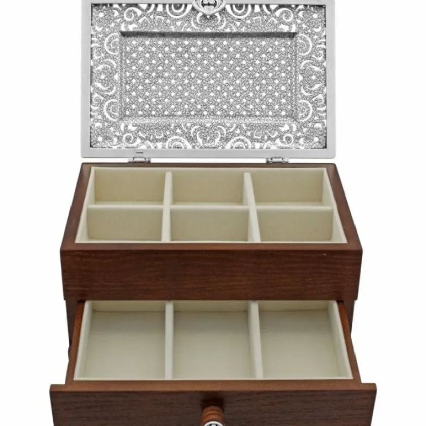 Brighton Lacie Daisy Jewelry Chest Silver-Wood Clearance