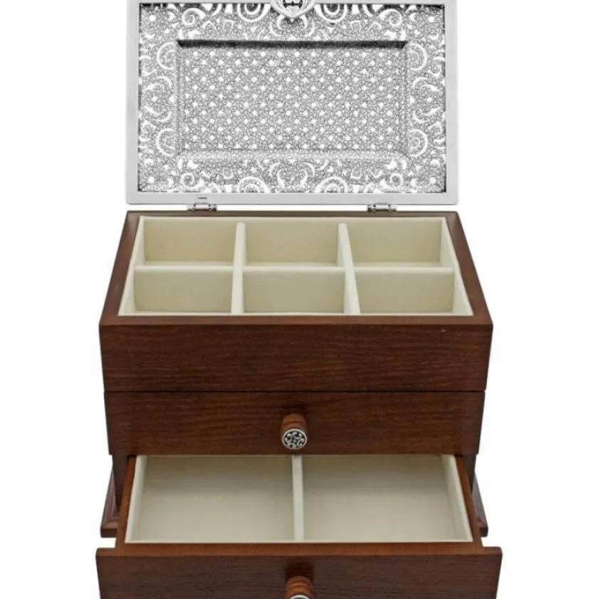 Brighton Lacie Daisy Jewelry Chest Silver-Wood Clearance