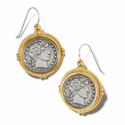 Brighton Lady Liberty French Wire Earrings Silver-Gold Sale
