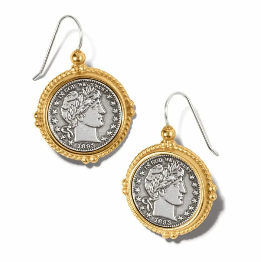 Brighton Lady Liberty French Wire Earrings Silver-Gold Sale