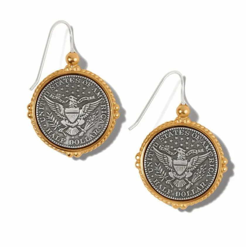 Brighton Lady Liberty French Wire Earrings Silver-Gold Sale