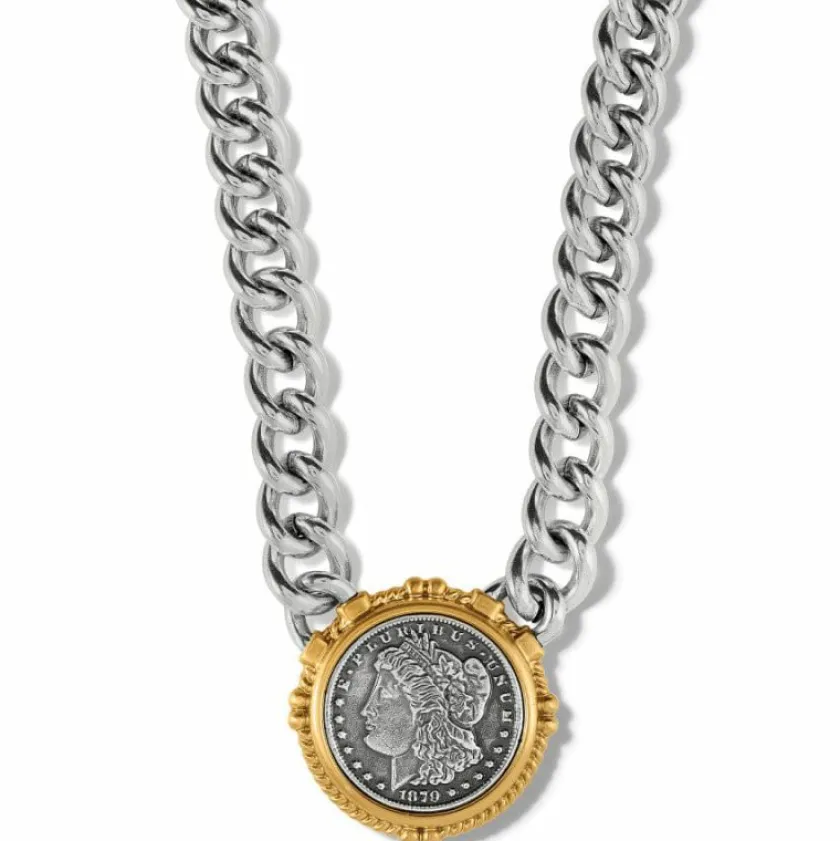 Brighton Lady Liberty Necklace Silver-Gold Discount