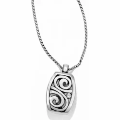 Brighton London Groove Badge Clip Necklace Silver Hot