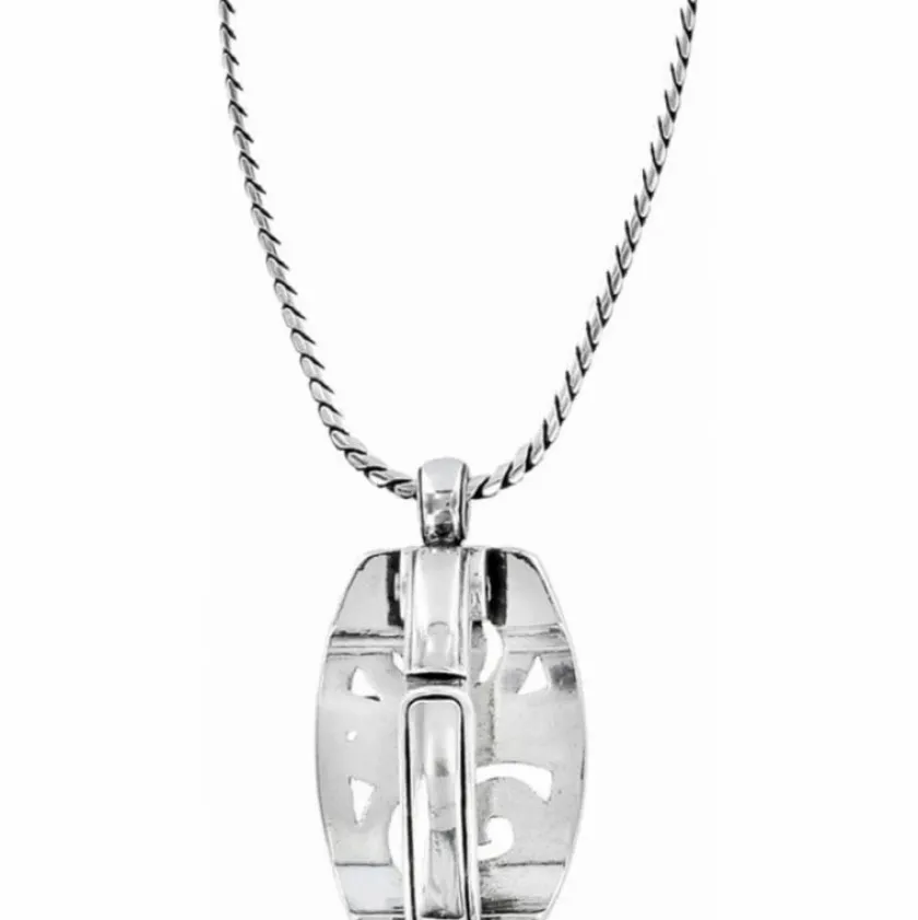 Brighton London Groove Badge Clip Necklace Silver Hot